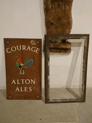 Rare Courage Alton Ale Bronze And Enamel Sign