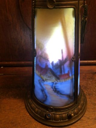 Phoenix Reverse Painted Vintage Lamp Lighted Base Only Harbor Scenes