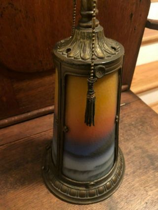 Phoenix reverse painted vintage lamp lighted Base Only harbor scenes 8