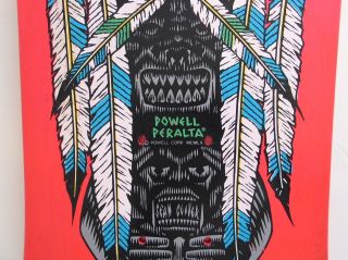 Vintage NOS 1989 Powell Peralta Steve Saiz Totem Pole Skateboard Deck Neon Red 4