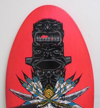 Vintage NOS 1989 Powell Peralta Steve Saiz Totem Pole Skateboard Deck Neon Red 5