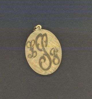Vintage 14k Solid Gold 1x1.  25 " Charm/pendant W/raised Stylized Lps Monogram 6.  2g