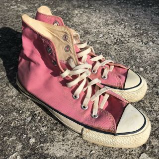 Vintage 70s 1970s Usa Made Converse All Star Canvas High Top Shoes Size 6 Pink