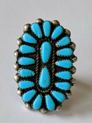 Big Vintage Zuni Sterling Turquoise Ring Size 7