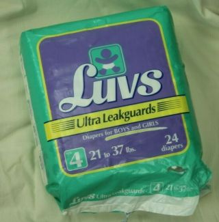 Vintage Luvs Diapers Ultra Leakguards Size 4 Boys Girls 21 - 37 Lbs Opened Qty 20