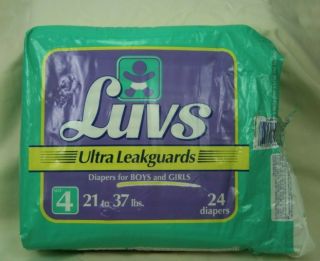 Vintage Luvs Diapers Ultra Leakguards Size 4 Boys Girls 21 - 37 lbs Opened Qty 20 2