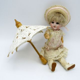 Antique Made In Germany 8” Kestner Sleepy Eyes Jointed Bisque Doll 143 NR 4