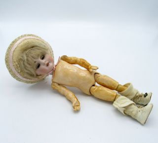 Antique Made In Germany 8” Kestner Sleepy Eyes Jointed Bisque Doll 143 NR 6