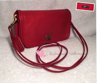 Vintage Coach Pre - Creed Metal Tag Early Dinky Bag,  Red,  Made In York City
