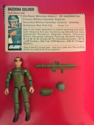 1983 Vintage Gi Joe Zap Swivel Arm 100 Complete Unbroken Bazooka With File Card
