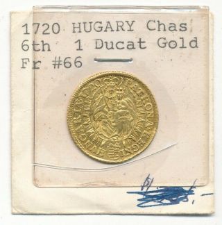 Very Rare 1720 1 Dukat Iii Karoly Hungary Gold Coin Carolvs.  Vi.  D:g