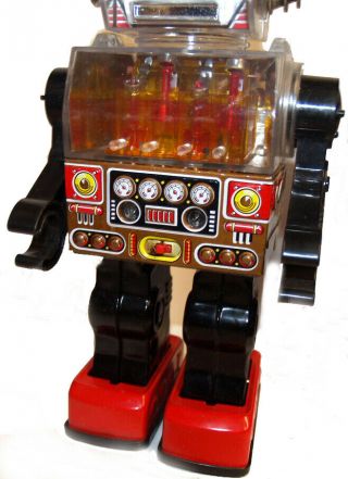 Piston Robot Tin Toy Battery Operated Vintage 1970s by SJM 2