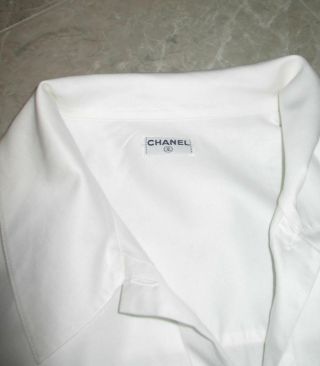 Vtg AUTHENTIC CHANEL white shirt blouse cotton authetic Perfect 36FR 5