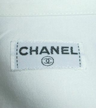 Vtg AUTHENTIC CHANEL white shirt blouse cotton authetic Perfect 36FR 6