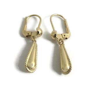 Italian Vintage Dangle Drop Earrings 14k Yellow Gold,  1.  25 Inches,  3.  21 Grams