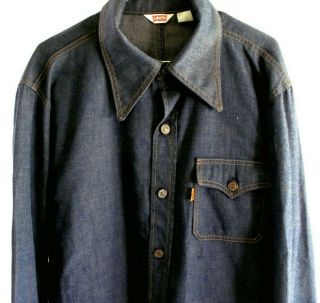 Levi ' s Vintage Western Denim Shirt Jacket Work Chore 3 pocket Shirt (orange tab) 2
