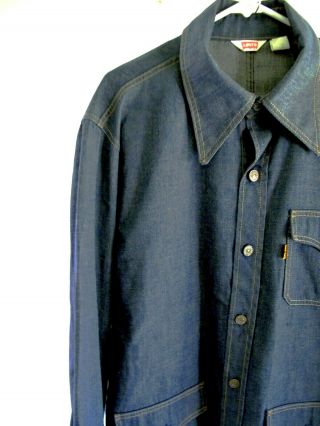 Levi ' s Vintage Western Denim Shirt Jacket Work Chore 3 pocket Shirt (orange tab) 6