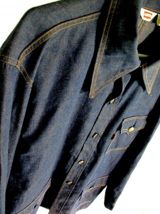 Levi ' s Vintage Western Denim Shirt Jacket Work Chore 3 pocket Shirt (orange tab) 7