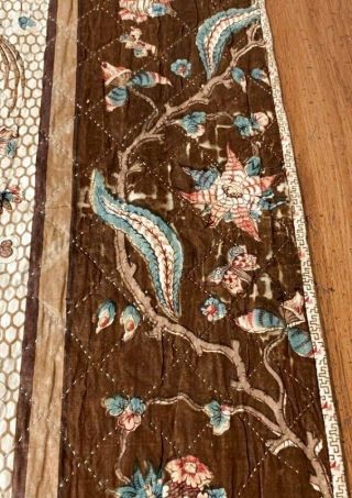 Important Early c 1830 - 40s Chintz QUILT 97 Broderie Perse Fabric BIRDs Antique 10