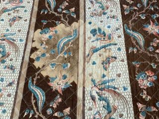 Important Early c 1830 - 40s Chintz QUILT 97 Broderie Perse Fabric BIRDs Antique 11