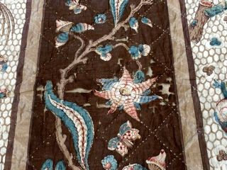 Important Early c 1830 - 40s Chintz QUILT 97 Broderie Perse Fabric BIRDs Antique 12