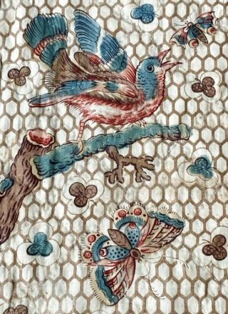 Important Early C 1830 - 40s Chintz Quilt 97 Broderie Perse Fabric Birds Antique