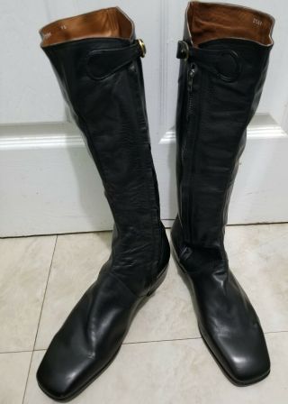 Vintage San Remo Black Leather Riding Boots Men ' s Size 9 4