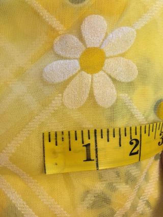Vintage Fabric Sheer Flocked Daisy’s Foral Flower Power Retro Hippie Groovy 4