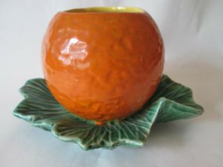 Flower Planter & Saucer Vintage Mccoy Art Pottery: Orange Pattern: Exc