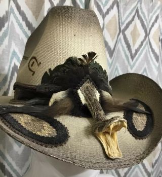 Charlie 1 Horse Rattle Snake Head Cowboy Hat Rare