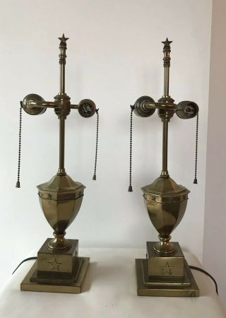 Vintage Brass Federal Style Lamps Stars 1940’s Hollywood Regency
