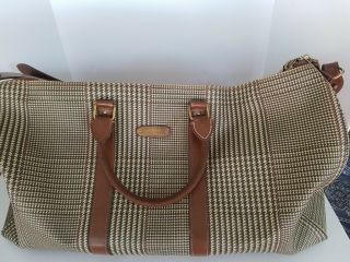 Vintage Polo Ralph Lauren Large 24” Duffle Bag Brown Houndstooth Luggage Travel 2
