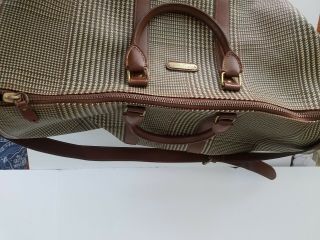 Vintage Polo Ralph Lauren Large 24” Duffle Bag Brown Houndstooth Luggage Travel 3