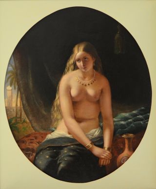 Fine Antique 19th Century Portrait Oil On Canvas Painting Etty