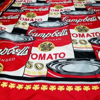 ANDY WARHOL | VTG Very RARE Campbells TOMATO Soup SILK Scarf 34X34 4