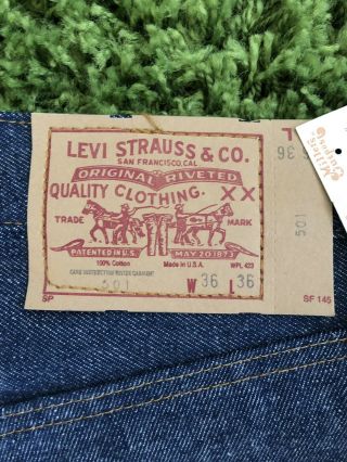 Vintage 1982 Levis 501 Jeans Button Fly USA Shrink to Fit 36 X 36 Rigid NWT Rare 3