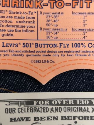 Vintage 1982 Levis 501 Jeans Button Fly USA Shrink to Fit 36 X 36 Rigid NWT Rare 6