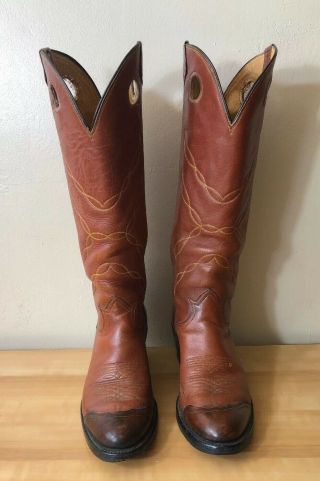 Vintage Mens size 9 1/2 D TONY LAMA 6421 Cowboy Western Buckaroo Tall Boots USA 2