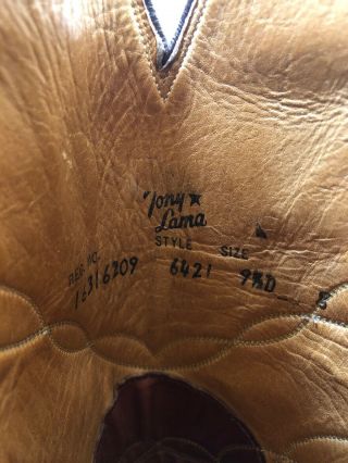 Vintage Mens size 9 1/2 D TONY LAMA 6421 Cowboy Western Buckaroo Tall Boots USA 7