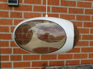 Ufo Lamp Vintage By Luigi Colani - Pop Art Design 70 - White With Smoked Windows
