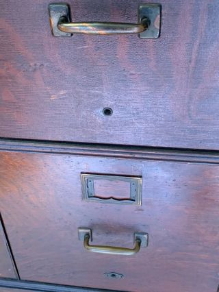 Double - wide c.  1900 Yawman & Erbe 9 - Drawer Oak Stack File Cabinet 5