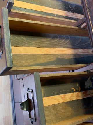 Double - wide c.  1900 Yawman & Erbe 9 - Drawer Oak Stack File Cabinet 7