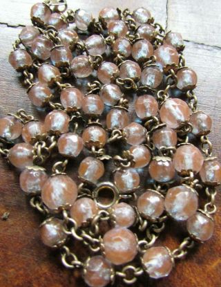 Antique Iridescent Saphiret Glass Beads Necklace 28 Inches