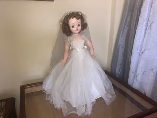1954 Madame Alexander 18 " Cissy Binnie Walker Bride Doll Tagged Wedding Dress