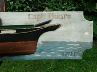 Half Hull Ship Builders Model Vintage Marine Folk Art Carved and Painted 125cm 5