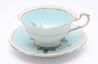 Vintage Paragon Tea Cup & Saucer Set - A1583 - Blue With Floral Pattern