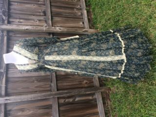Vintage 70s GUNNE SAX Teal Blue Floral Romantic Victorian Festival Maxi Dress 7 3
