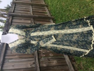 Vintage 70s GUNNE SAX Teal Blue Floral Romantic Victorian Festival Maxi Dress 7 5