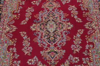 Vintage Floral Busy Pattern Long - Wearing Kirman Oriental Area Rug Wool 10x14 4