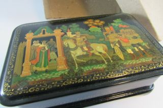 Vintage Rare Old Russian Lacquer Box Tsar Saltan Hand Painted Signed Box